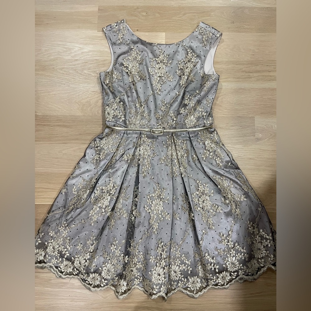 Eliza floral lace and polka dot dress